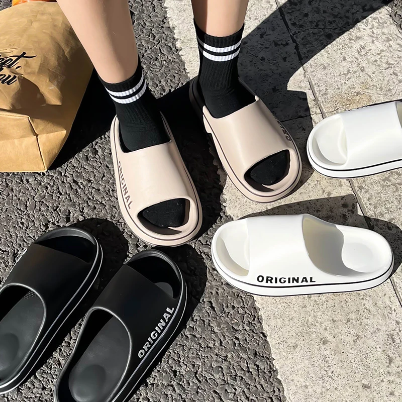 Men'S Shoes For Summer - Summer Couple Slides Solid Color Letter