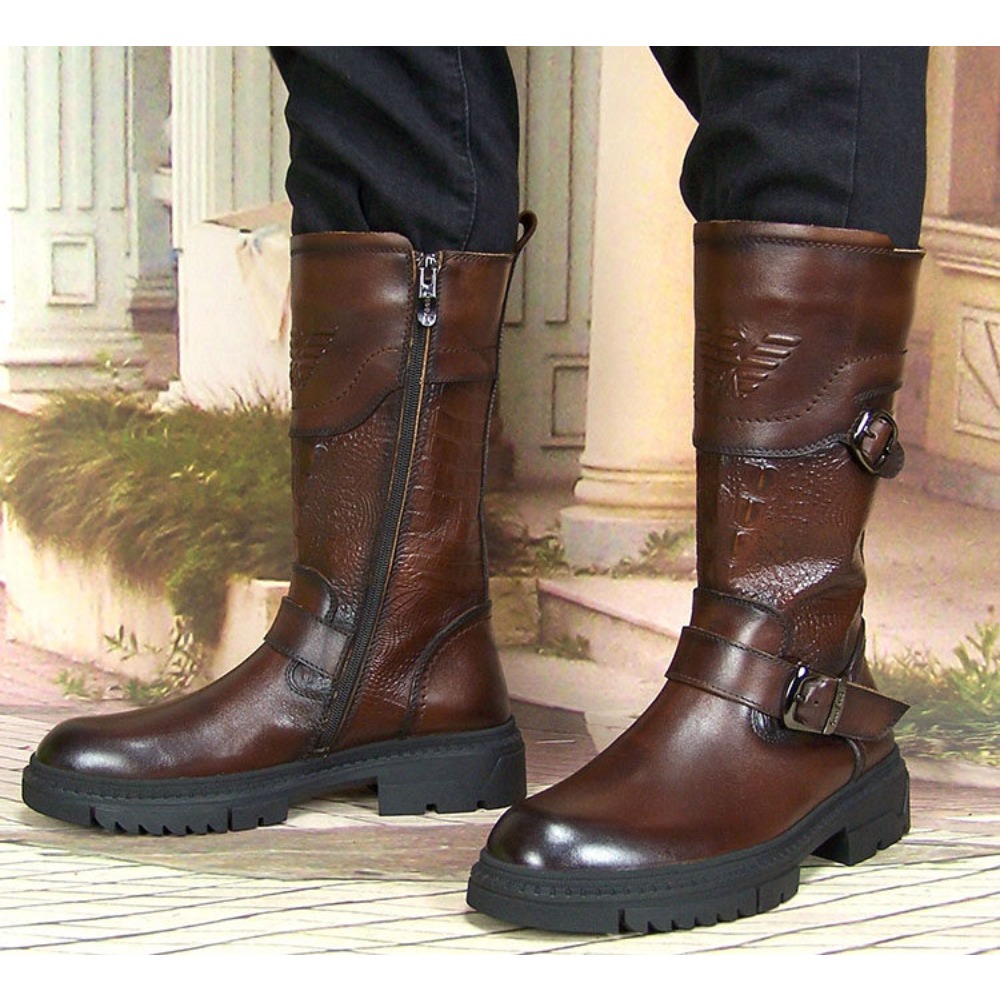 Men'S Shoes Zipper - Fashion Men's Genuine Leather Equestrian Boots
