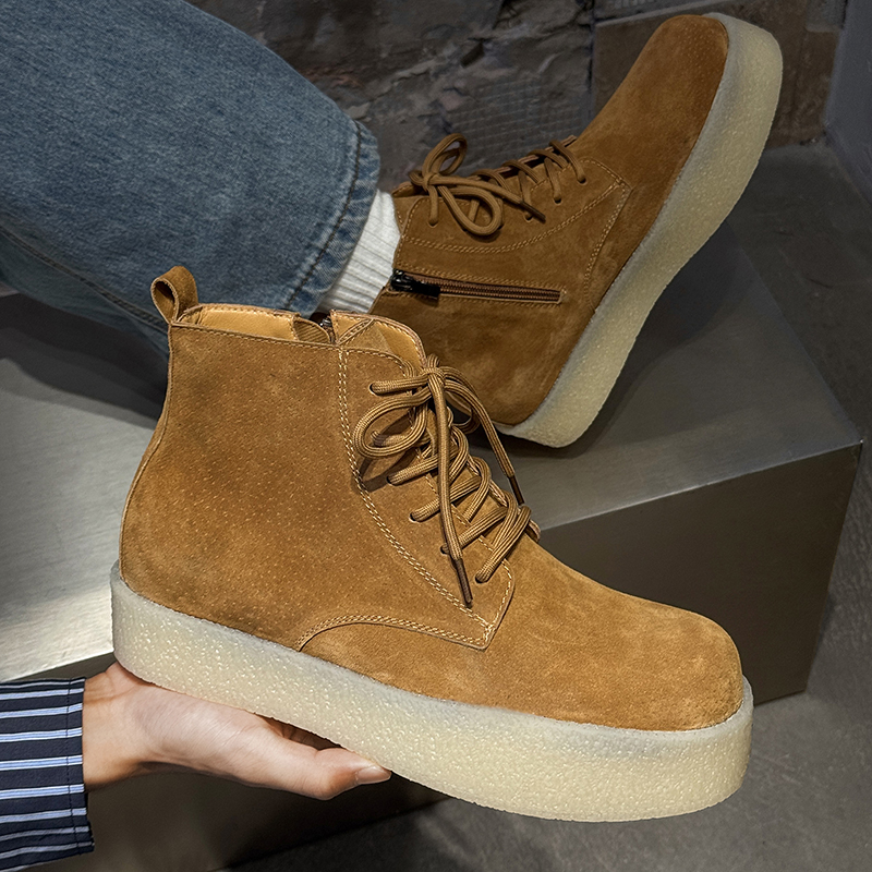 Men'S Shoes With Height Increase - Thick Soled Height Increasing Work Boots
