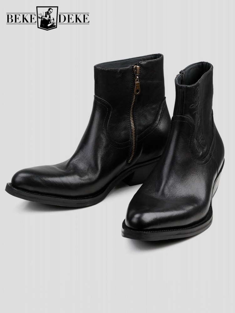 Men'S Shoes Zipper - New Mens Zipper Cowskin Ankle Boots