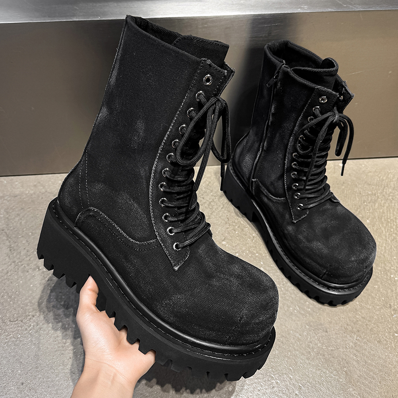 High Quality Retro Denim High  - đánh giá và giá Men'S Shoes Zipper