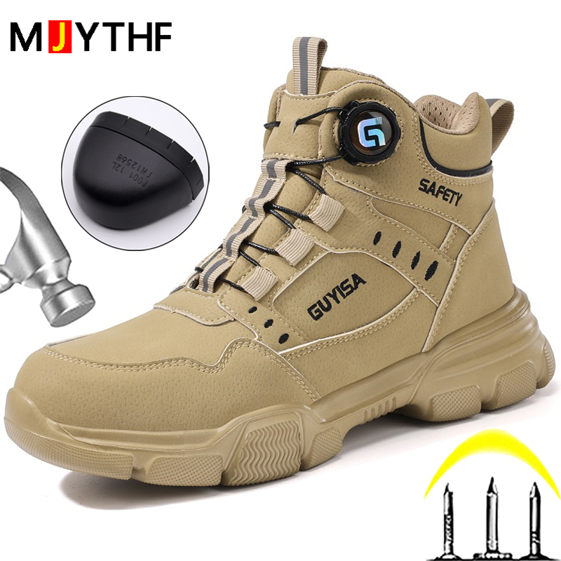 New Rotating Button Men Boots  - đánh giá và giá Work Boot Steel Toe
