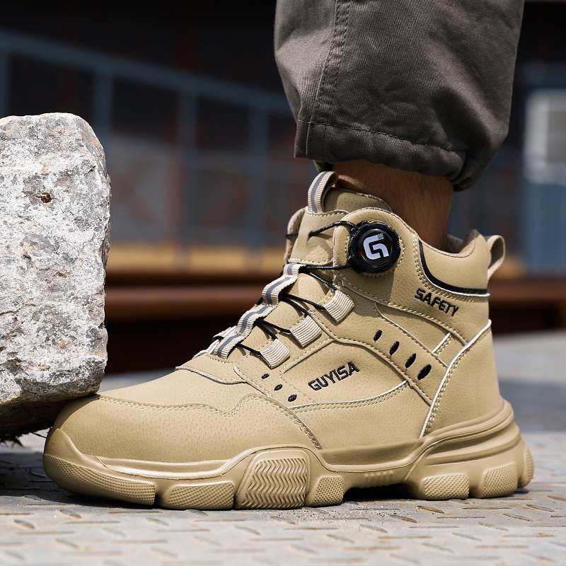 New Rotating Button Men Boots  - đánh giá và giá Work Boot Steel Toe