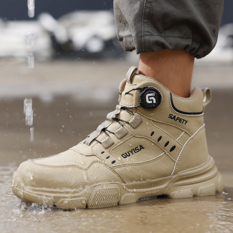 New Rotating Button Men Boots  - đánh giá và giá Work Boot Steel Toe
