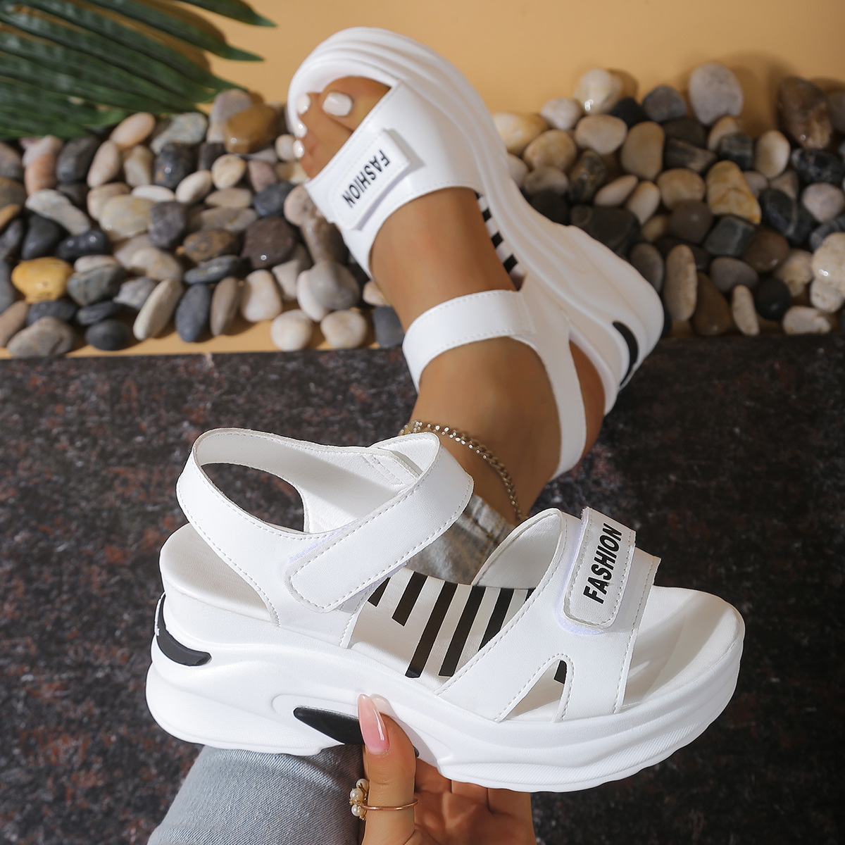 Women Platform Wedge Sandals L - đánh giá và giá Velcro Strap Sandal