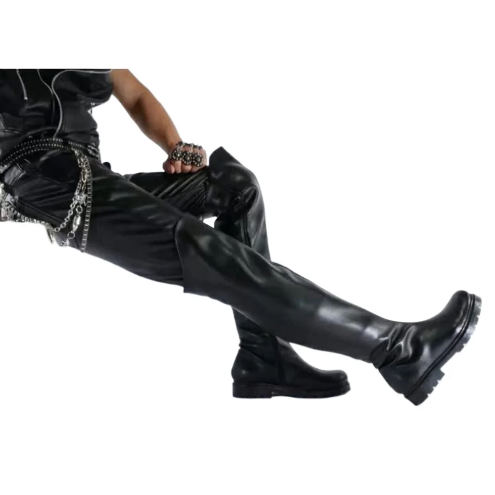 Men's Leather Over-the-Knee Bo - đánh giá và giá Men'S Shoes Zipper