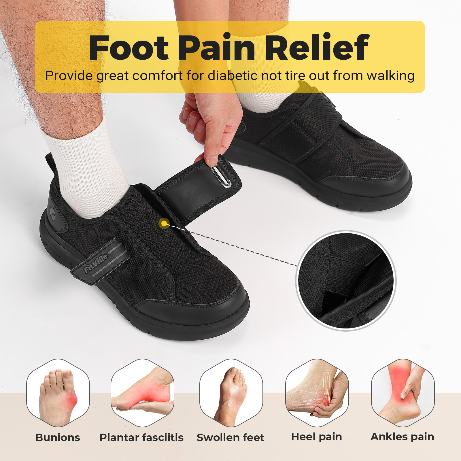 FitVille Diabetic Shoes for Me - đánh giá và giá Men'S Shoes Diabetic